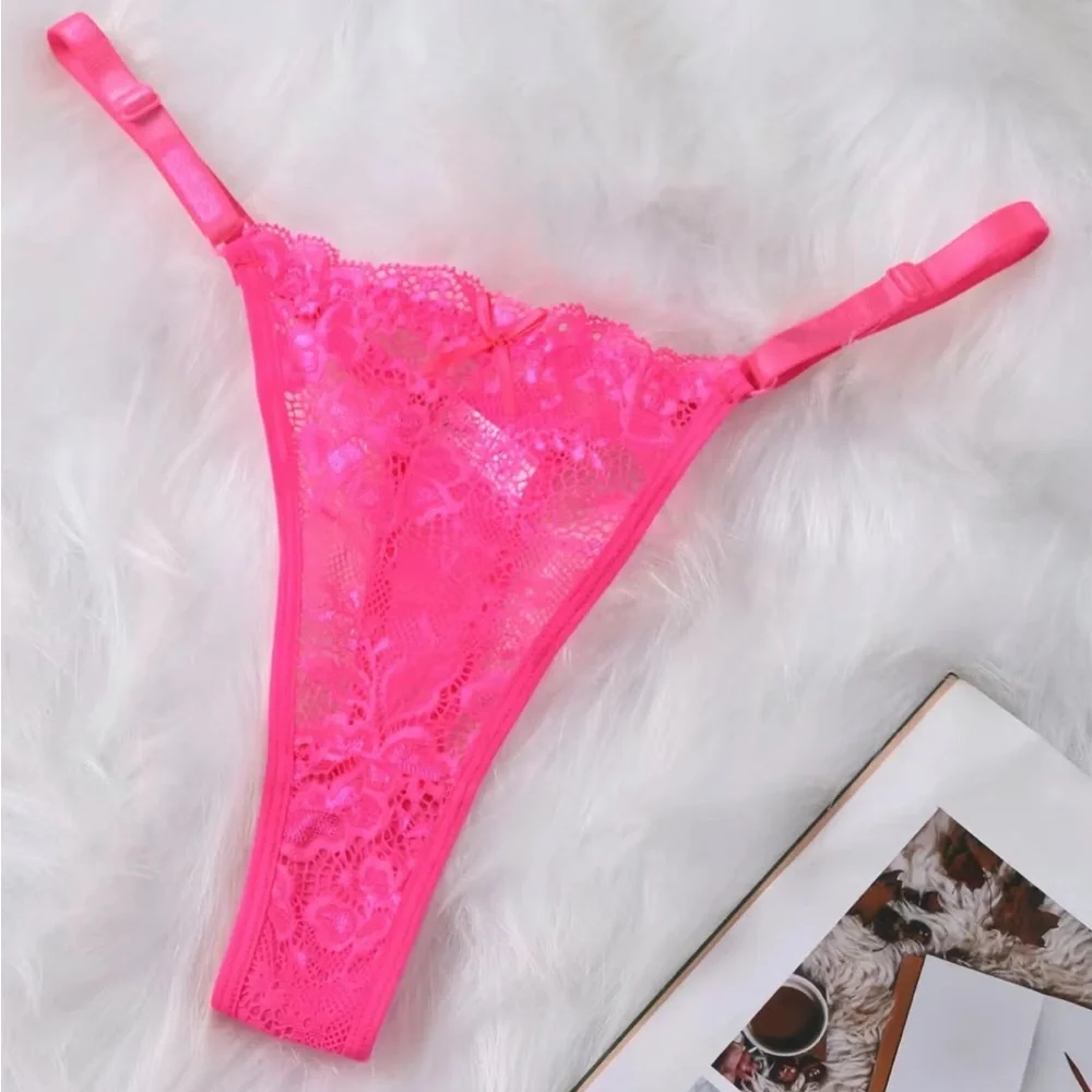 Women’s 6pc Adjustable Lace Sheer Thong Panties Set - Picture 5 of 9